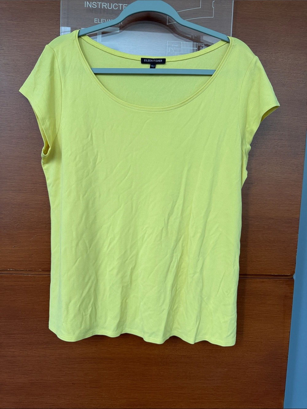 Eileen Fisher Bright Yellow Scoop Neck Short Sleeve Tee